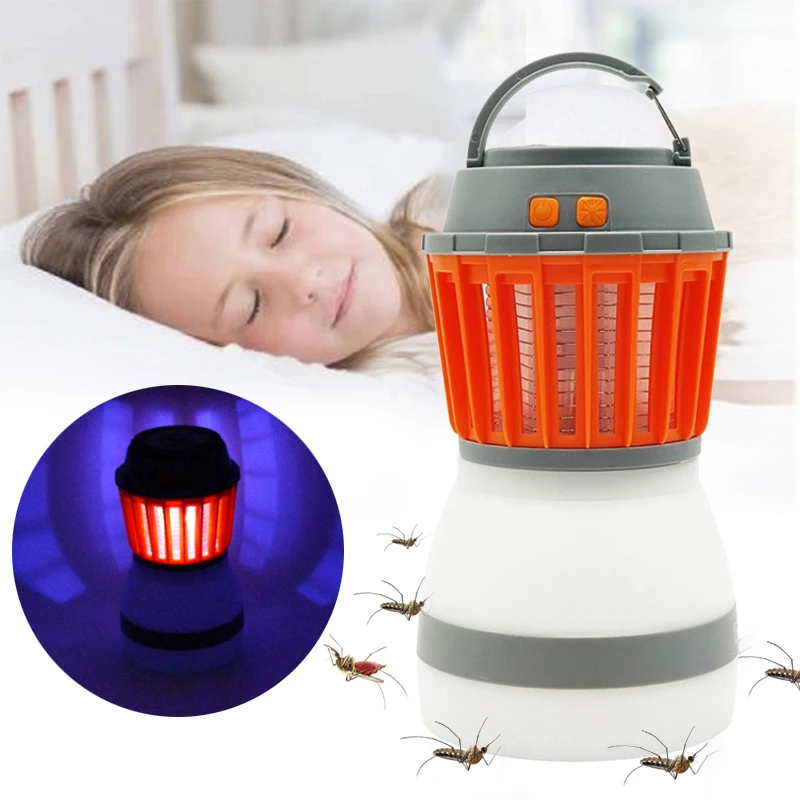 with Solar Panel USB Charging Pest Control Repeller Portable LED Camping Light Mosquito Killer Lamp Outdoor for Garden Home Use