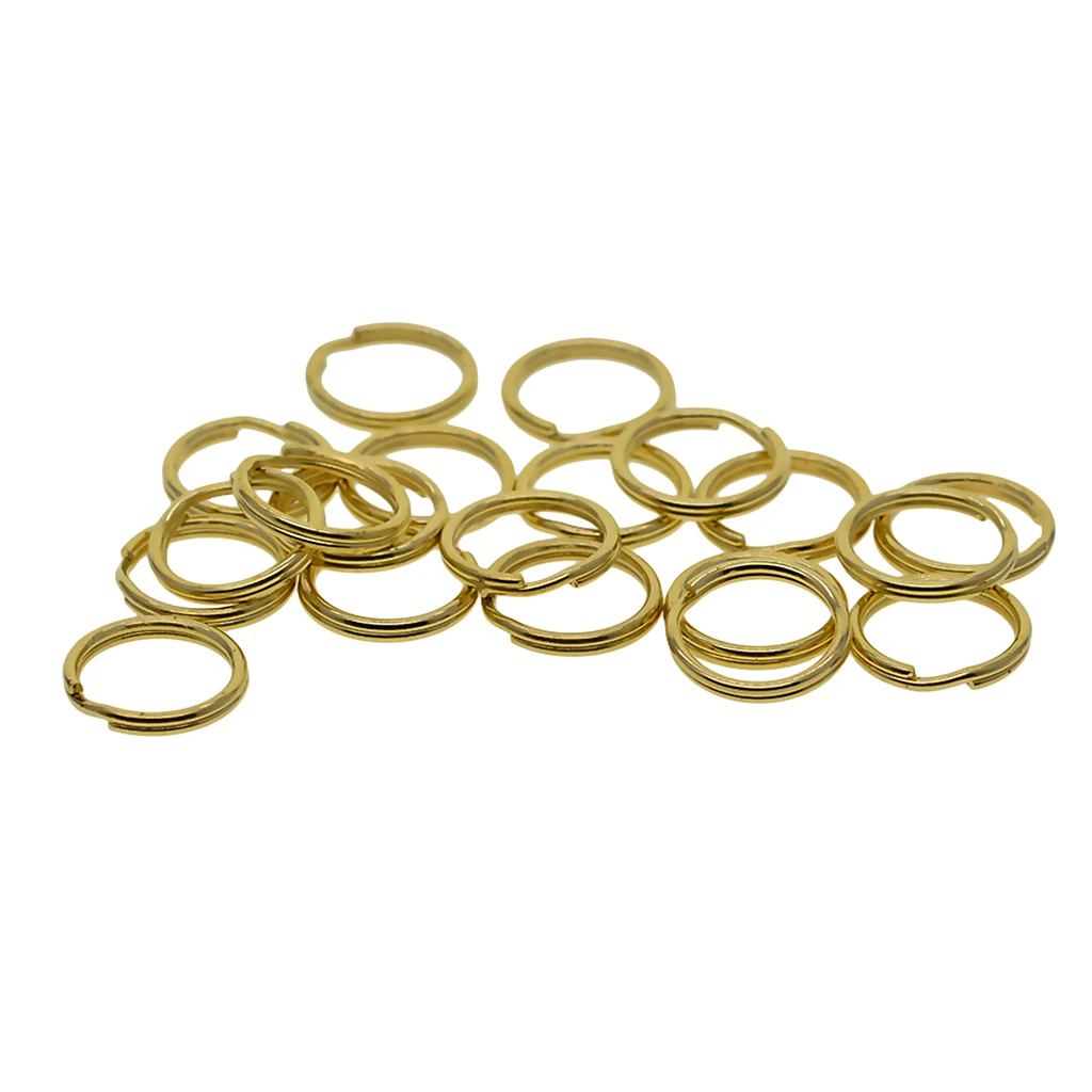 20 Pcs 15mm DIY Round Solid Brass Antique Key Rings Metal Keys Chains Hook Holders Hardware Loop Findings Connectors DIY Crafts