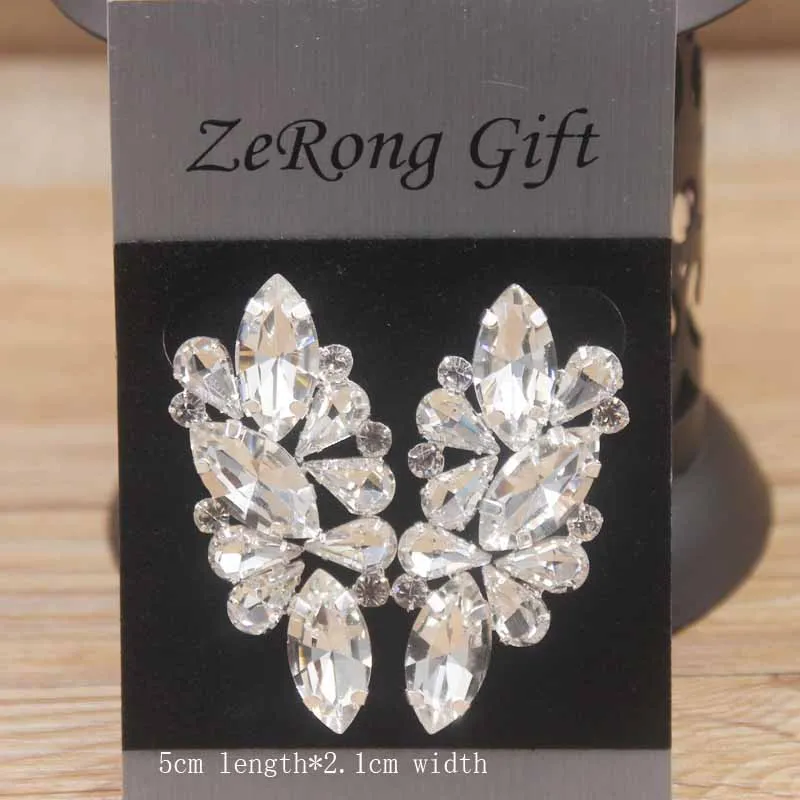 Zerong Colorful rhinestone Earrings With champagne/red