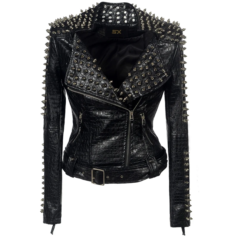 2019 Nieuwe Herfst Mode Lederen Volledige Klinknagel Jas Vrouwen Met Klinknagel Punk Stijl Punk Leren Jas Motor Biker Jasje 2019 Nieuwe Herfst Mode Lederen Volledige Klinknagel Jas Vrouwen Met Klinknagel Punk Stijl Punk Leren Jas Motor Biker Jasje