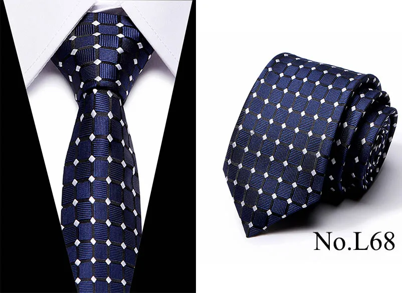 49 цветов Классический 7,5 см галстук для мужчин шелковый галстук роскошные полосатые тонкие галстуки для мужчин костюм галстук для свадебной вечеринки - Цвет: L68