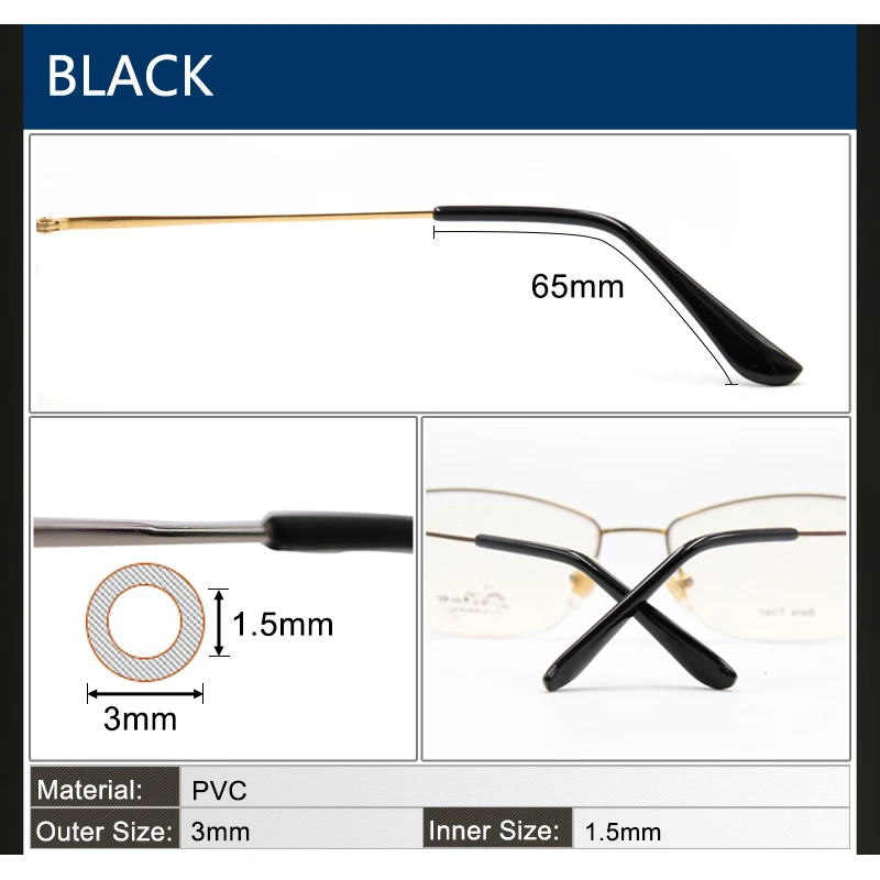 

COLOUR_MAX Two Color Glasses Foot Cover Eyeglasses Anti-skid Sleeve Soft Ear Hooks