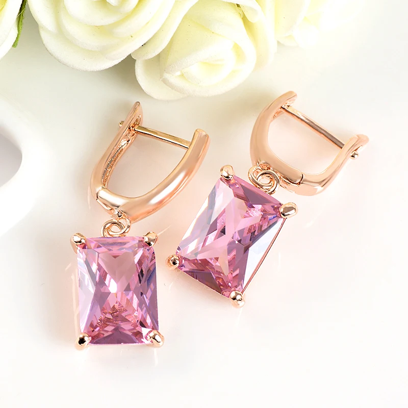 QCOOLJLY Fashion Crystal Stone Vintage Drop Earrings Square Candy Pendant Dangle Earrings for Women Party Wedding Jewelry