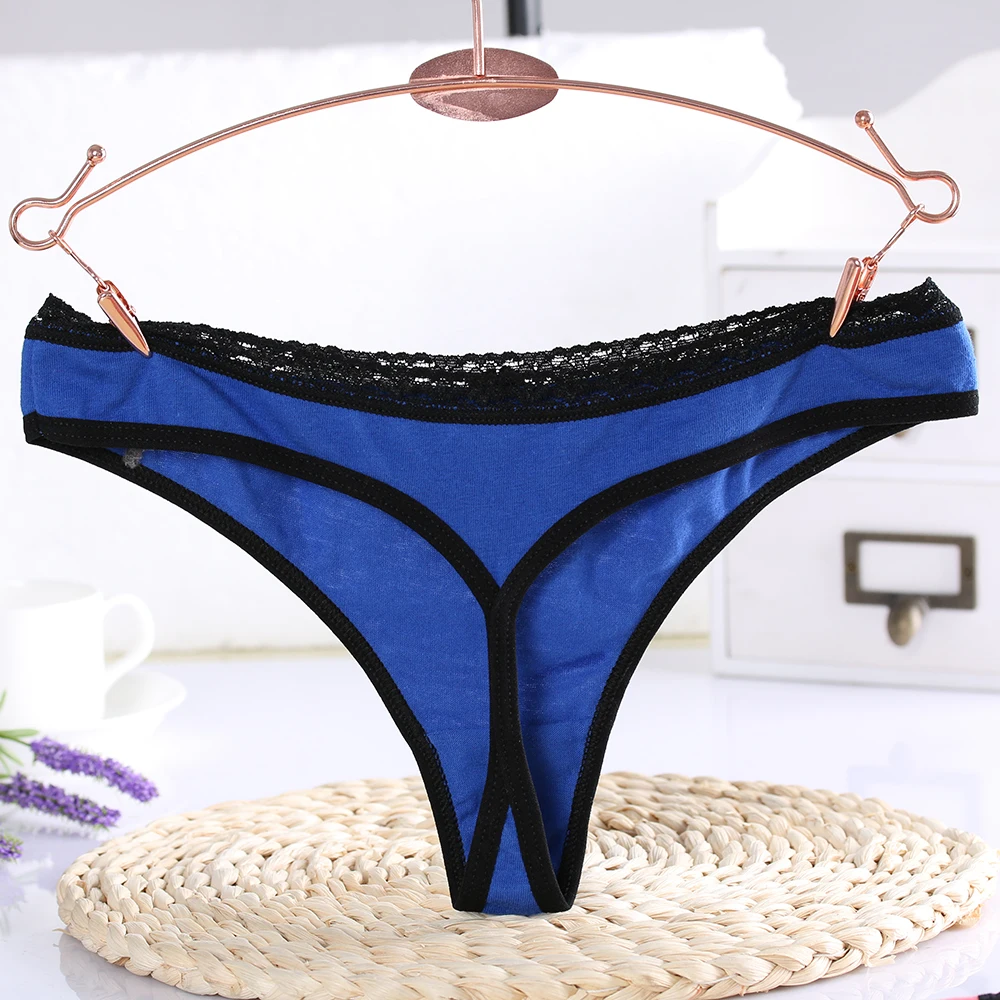 

6 Pcs/Set Newest Low-Waist Briefs Cotton Underpants Intimates Sexy G-String Lace Panties Thongs Six Colors