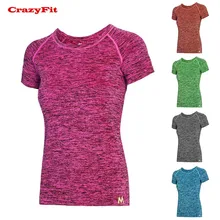CrazyFit женская футболка с коротким рукавом Топ для йоги Джерси дышащая быстросохнущая футболка для бега фитнес новая спортивная одежда