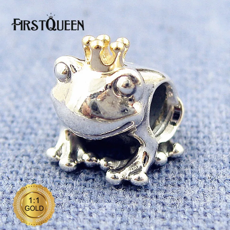 

FirstQueen Silver and 14k Frog Prince Charm Bead Fit Bracelets DIY Charms Pendants Jewelry Making Fine Jewelry