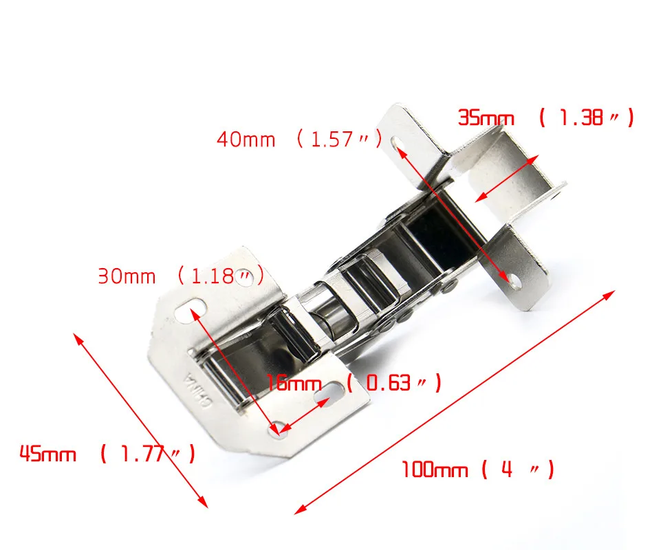 NAIERDI шарнир для шкафа 90 градусов 4 дюйма без бурения отверстие в форме моста Пружинные лягушки петли двери шкафа мебельная фурнитура