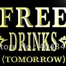 LB649-Бесплатные напитки Завтра пивной бар светодиодный неоновый свет знак