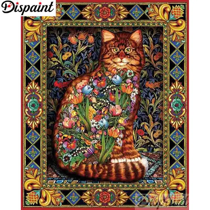 

Dispaint Full Square/Round Drill 5D DIY Diamond Painting "Cat flower scenery" Embroidery Cross Stitch 5D Home Decor A11279