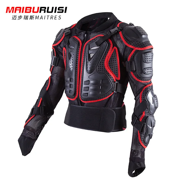 Motorized armor clothing back movable off road shatter resistant clothing elbow back