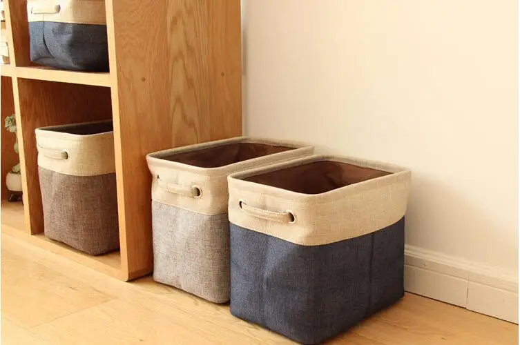 

Foldable Linen Cotton Storage Baskets Japanese Style Clothes Storage Basket Sundries Organizer Toys Storage Box
