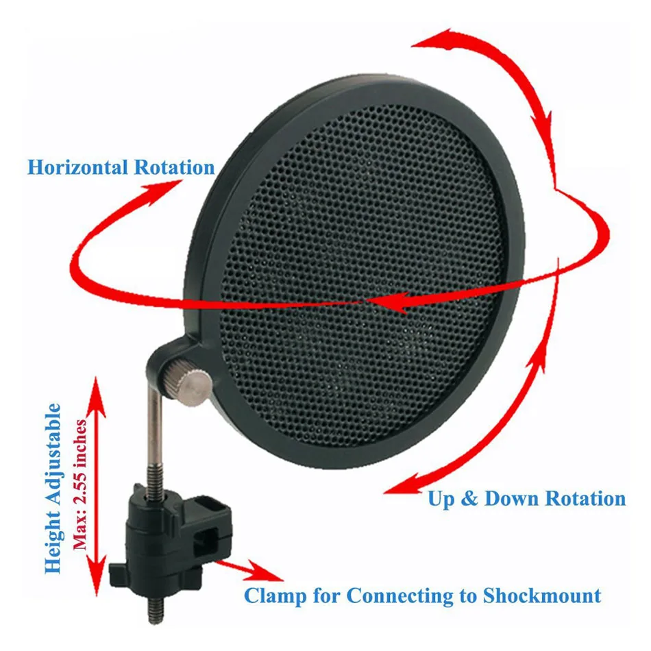 47-53 мм микрофон амортизирующий двойной сетчатый поп-фильтр и винтовой адаптер Регулируемый антивибрационный изоляционный металлический держатель крепление для микрофона