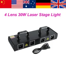 4 объектива 30 Вт лазерный сценический светильник 7CH DMX512 звук активированная операционная система Disco вечерние эффект светильник s ЕС штекер 220~ 240V диско светильник luces