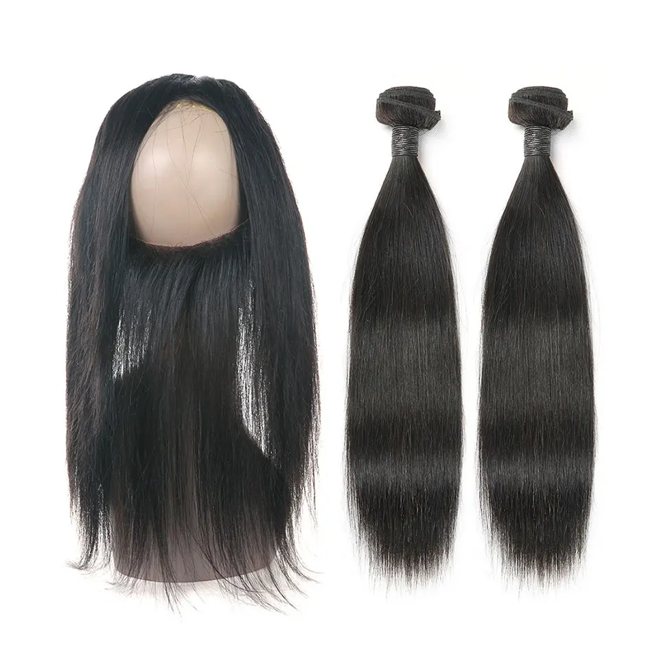 Hair Villa Remy Brazilian Straight Hair 360 Lace Frontal Closure With Bundles 2 3 Human Hair Bundles With Lace Frontal For Salon (4)