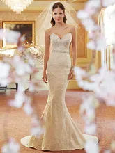 Free Shipping Charming Mermaid Sweetheart Neckline Lace Up Sweep Train German Wedding Dresses With Heavy Appliques ST11408