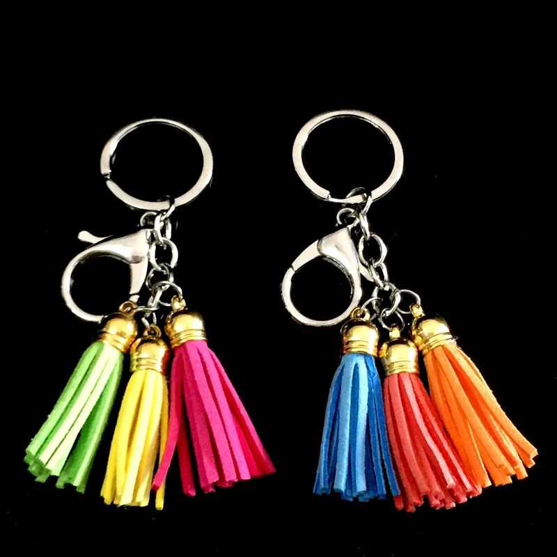 Creative Metal Keychains Leather Tassel Key Chain Velvet Tassel Women