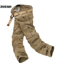 ZOEQO новые военные брюки-карго мужские свободные широкие в стиле милитари повседневные брюки из хлопка брюки-карго Мужская сумка с карманами Плюс Размер 28-40