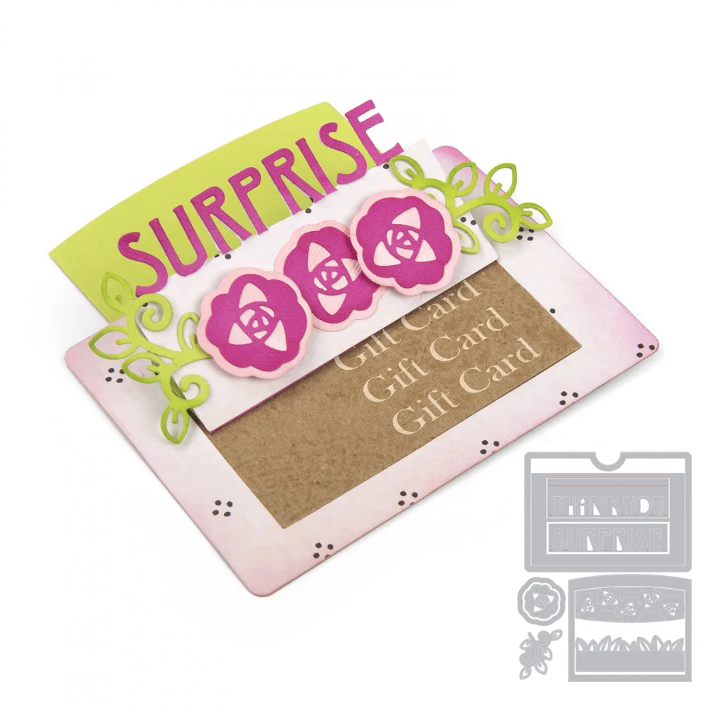 

Suprise Gift Card Rose Set Metal Cutting Dies Stencil Scrapbook Photo Album Embossing For Paper Card Making Handcrafts