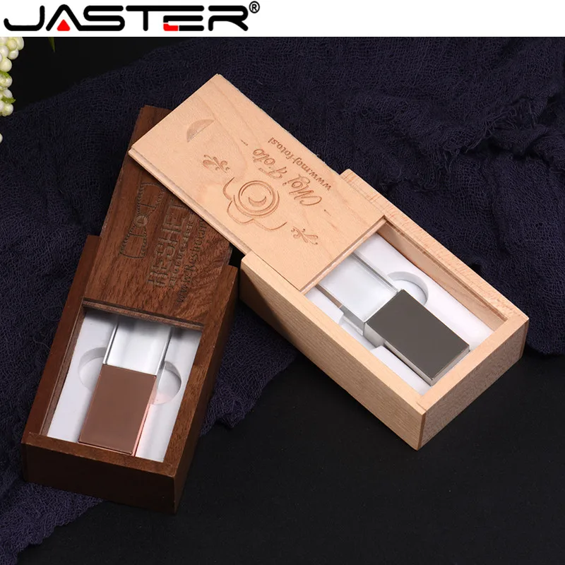 JASTER модный новый кристалл Usb с деревянной коробкой реальная емкость креативный USB