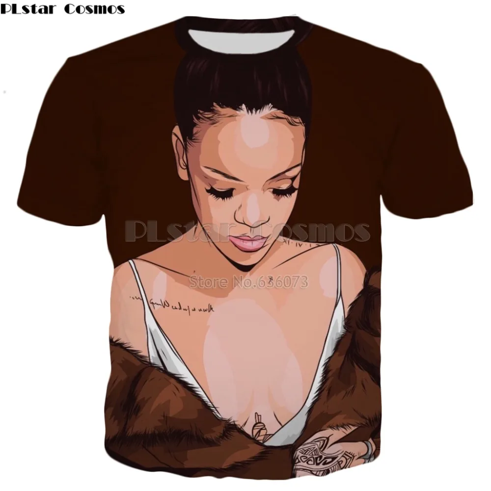 Модная мужская и женская футболка PLstar Cosmos с принтом из аниме Bad Gal Rihanna летние