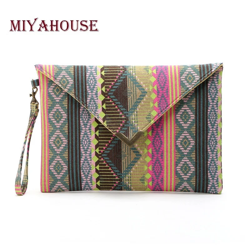 

Handmade Canvas Bag Geometric Pattern Ladies Clutches Bag Female Envelope Clutches Purses Fashion Ladies Evening Party Bag