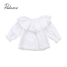 2017 nouveau-né enfant en bas âge infantile bébé filles dentelle à manches longues hauts T-shirts vêtements solide blanc doux hauts chemise 0-24M