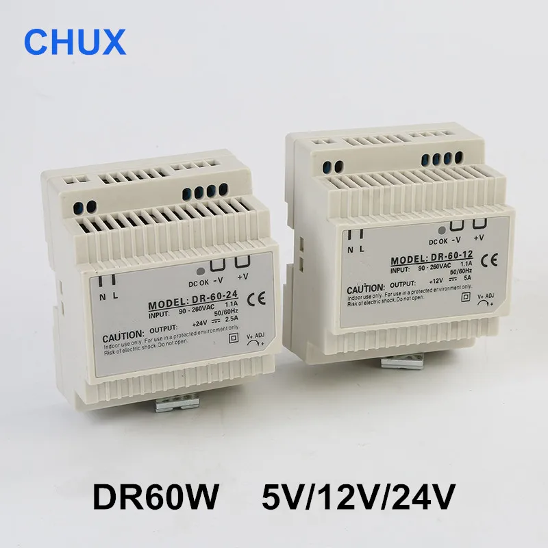Импульсный источник питания 60W 5v 12V 15v 24V 5a 2.5a 12a одиночный выход AC к DC din-рейку типа