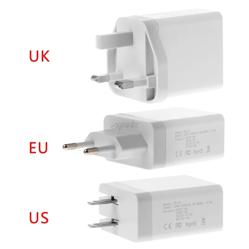 29 Вт PD QC 3,0 type C USB 2.4A зарядное устройство адаптер питания для сотового телефона планшета ЕС/США/Великобритания штекер