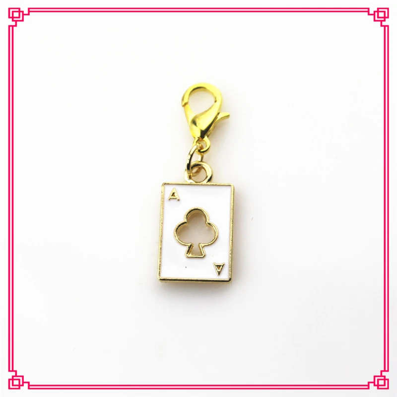 Hot Sales 20pcs/lot gold cards A Dangle Charms Lobster Clasp Charms