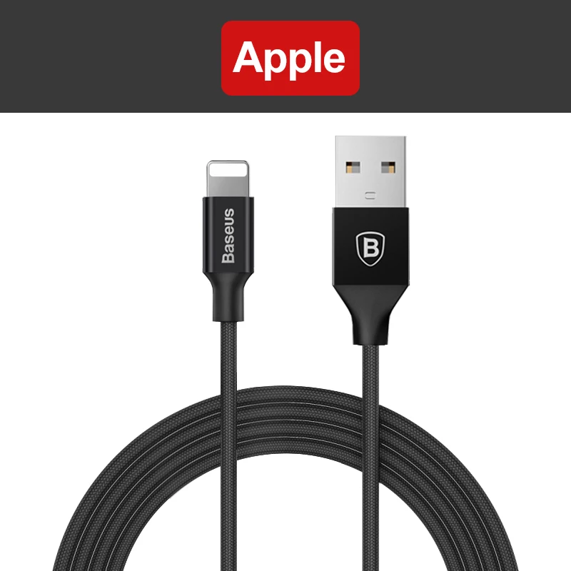 Baseus 3 в 1 USB кабель для iPhone samsung Xiaomi мульти Быстрая зарядка микро USB кабель 2 в 1 мобильный телефон usb type C кабель - Цвет: IOS Black