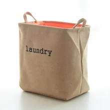 Large Laundry Basket Cotton Linen 40*36*26 cm Thicken Box Folding Storage Basket For Toy Book Organizer Hanging Storage Bucket