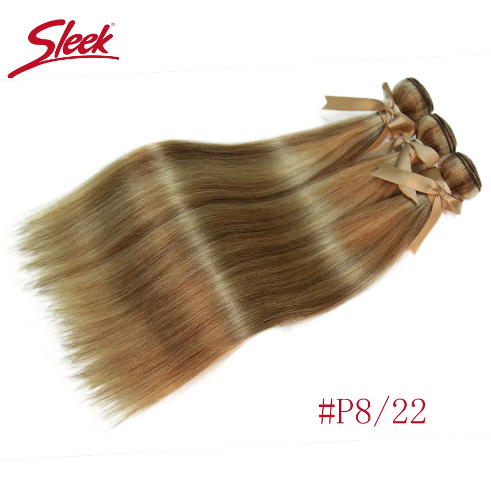 Sleek Remy P8/22 P27/613 P6/22 пианино Цвет перуанские пучки волос 8-24 дюймов, прямые человеческие волосы для наращивания волосы светлые для наращивания - Цвет волос: P8-22