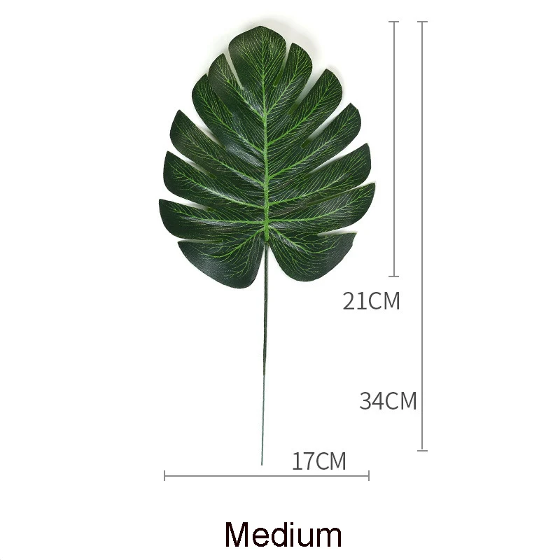 20 шт Искусственные искусственные тропические Пальмовые Листья, зеленые листья монстеры для рождества, дома, сада, свадебной вечеринки - Цвет: Medium
