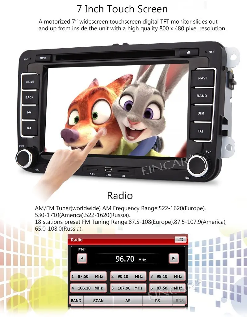Discount Car audio Stereo For Volkswagen Jetta Passat Head Unit GPS Navigation Stereo DVD Player Radio Wireless Backup Camera Included 3