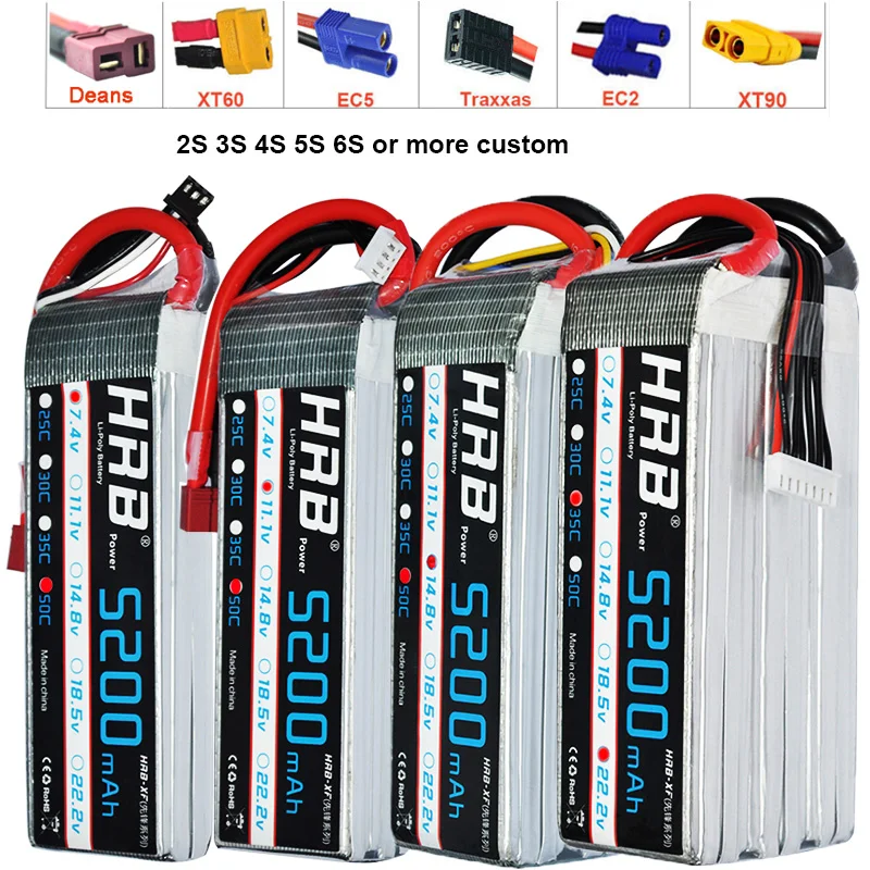 HRB Trex 600 700 Lipo аккумулятор 3 7 в 4 В 11 1 14 8 18 5 22 2 2S 3S Φ 6S 5200 мАч 50C 100C вертолет Дрон