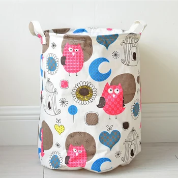 

Cotton Linen Foldable Laundry Basket Toys Organizer Storage Bucket With Handles For Barrel Washing Clothes Baskets Hot Sale