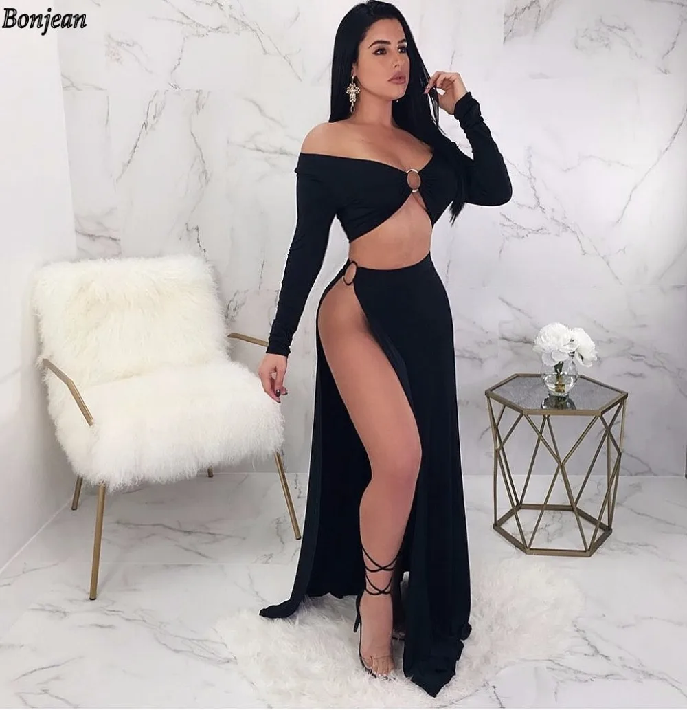 

Side slit Stella sexy hoop detail dress set
