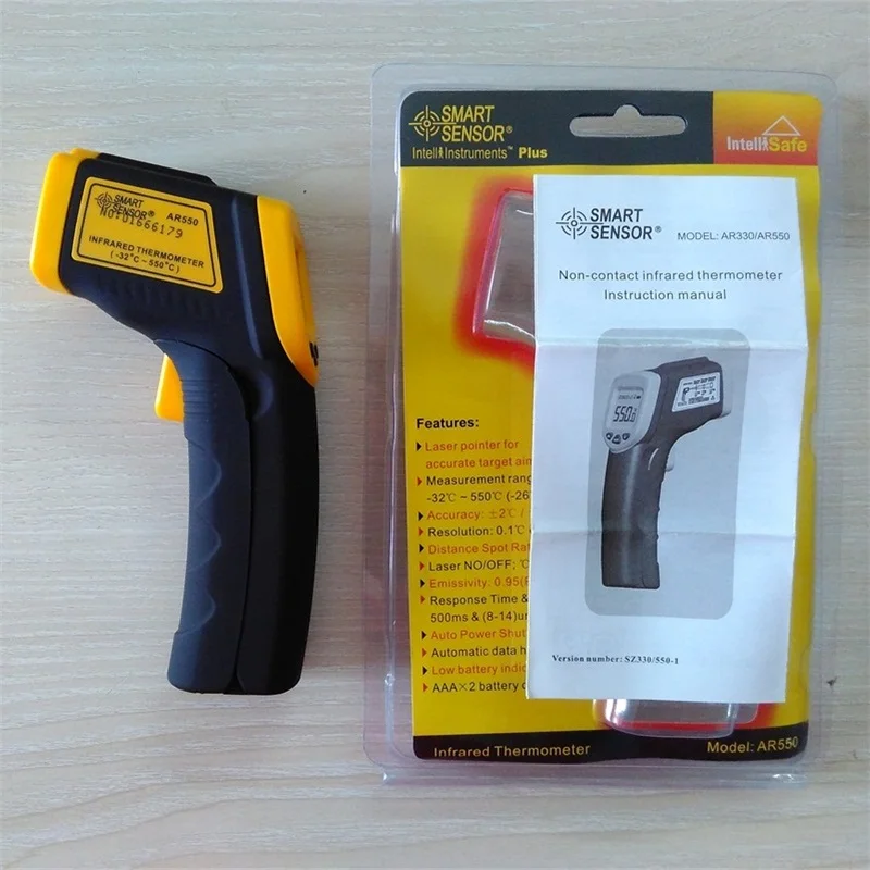 AR550 Non contact IR Digital Infrared Thermometer -32~550C / -26~1022F Point Gun Pyrometer Temperature instruments