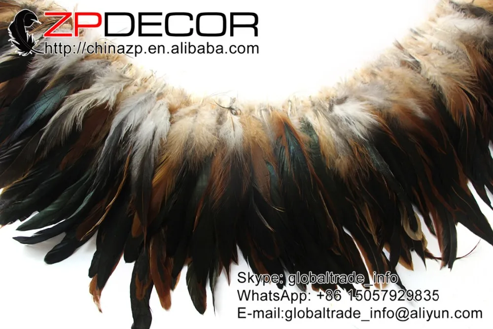 Brown Half Bronze Strung Rooster Schlappen Feathers (29)