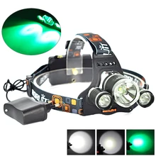 Boruit Headlight 5000 Lumen Headlamp Lantern XML T6 +2R5 Green LED Head Flashlight Light T6 LED linterna frontal For Camping
