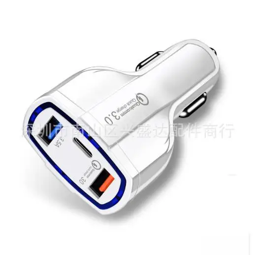 QC3.0 fast charge car charger 2USB with type-c interface dual USB car phone charger