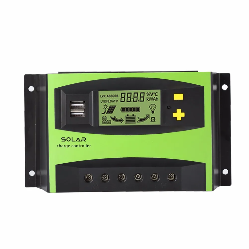 

40A 12V/24V Solar Charge Controller Intelligent Solar Charging Light Regulator Dual USB Phone Port Display