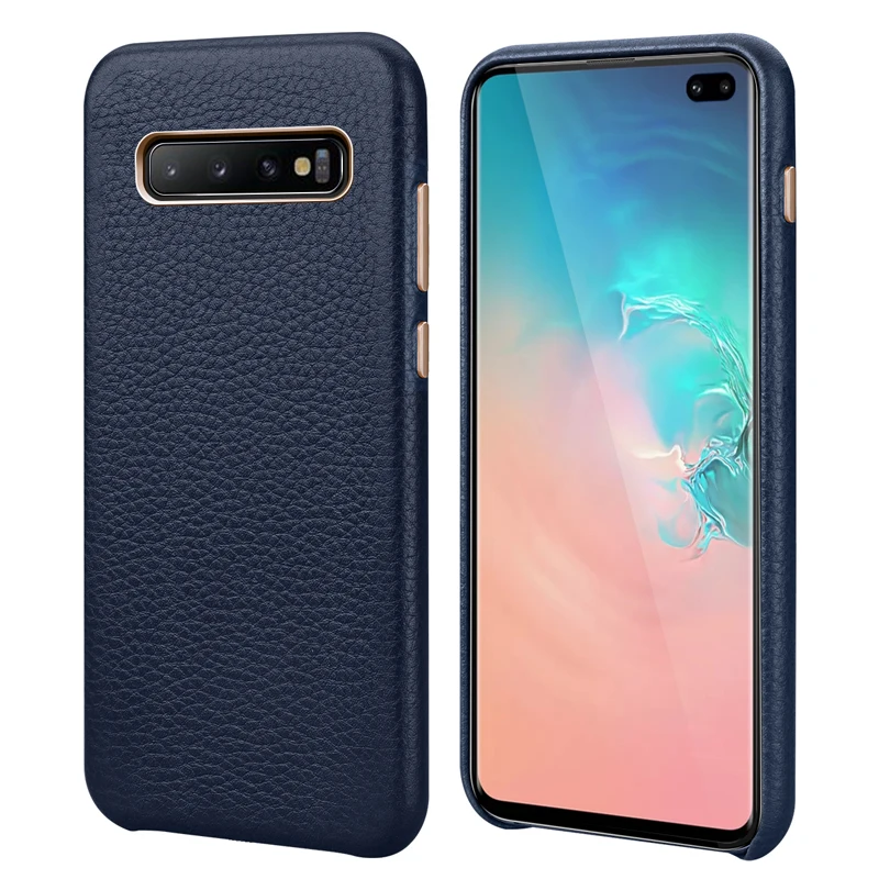 Чехол накладка из натуральной кожи с текстурой личи для Samsung S10 Бамперы 