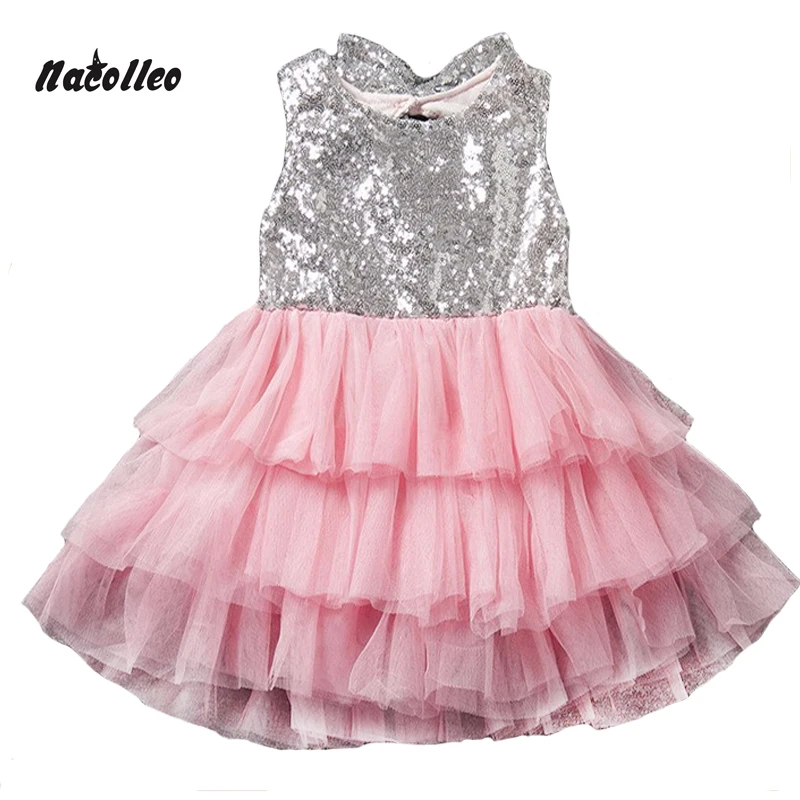 Buy Cheap 2017 Infant Baby Girls Dress Bowknot Sequined Dress Princess Tutu Cake Dresses Hollow Out Toddler Kids Bowknot Party Dresses