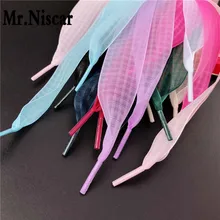 1 пара нейлоновые плоские шнурки с квадратной сеткой цветные ультратонкие 2,5 см широкие Прозрачные шелковые Ленточные шнурки для обуви для женской обуви