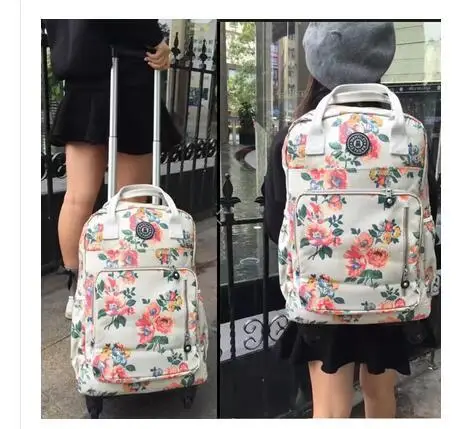 Travel Luggage Trolley Backpacks Bags On Wheels Women Business Travel Trolley Bags Oxford Rolling Wheeled Luggage Backpack Bag