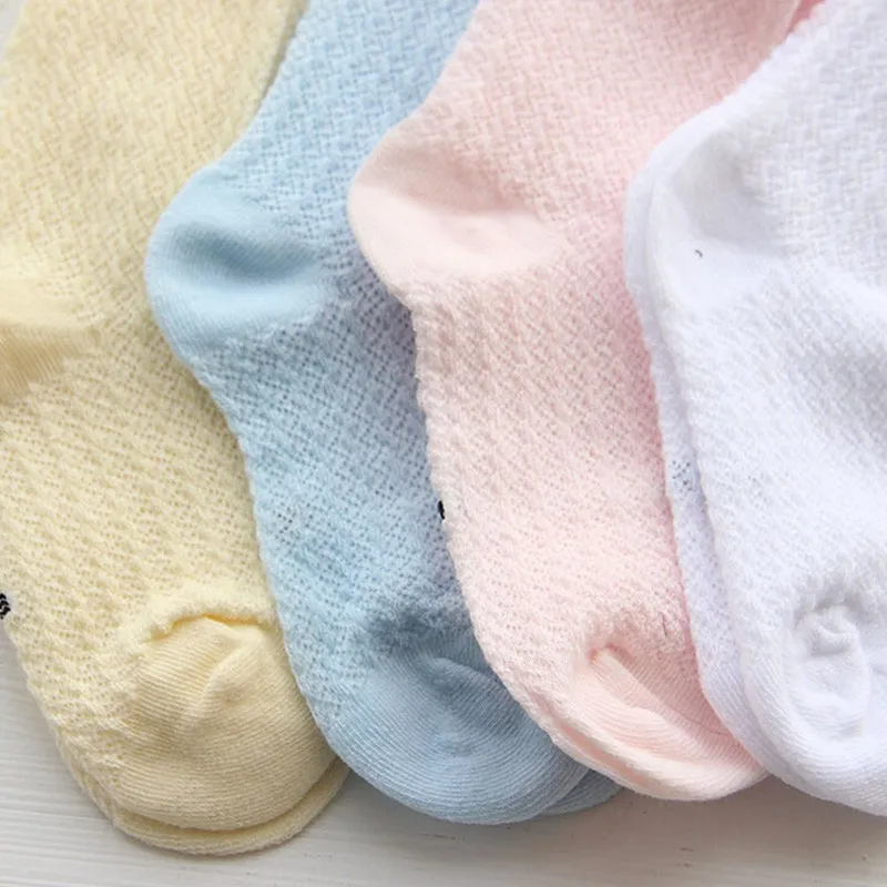 Носки для маленьких девочек от 0 до 2 лет, хлопковые сетчатые Дышащие носки для малышей хлопковые летние носки выше колена для новорожденных мальчиков