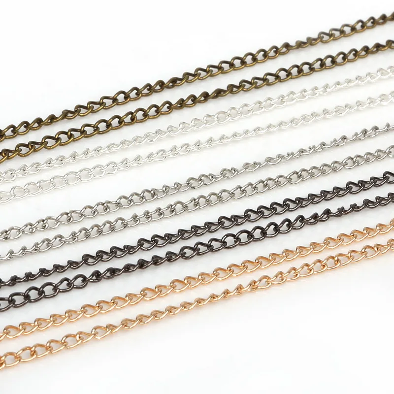 Hot Sale 5m/lot Rhodium/Silver/Gold/Gunmetal/Antique Bronze Plated Necklace Chains for DIY Bracelet Jewelry Findings Making