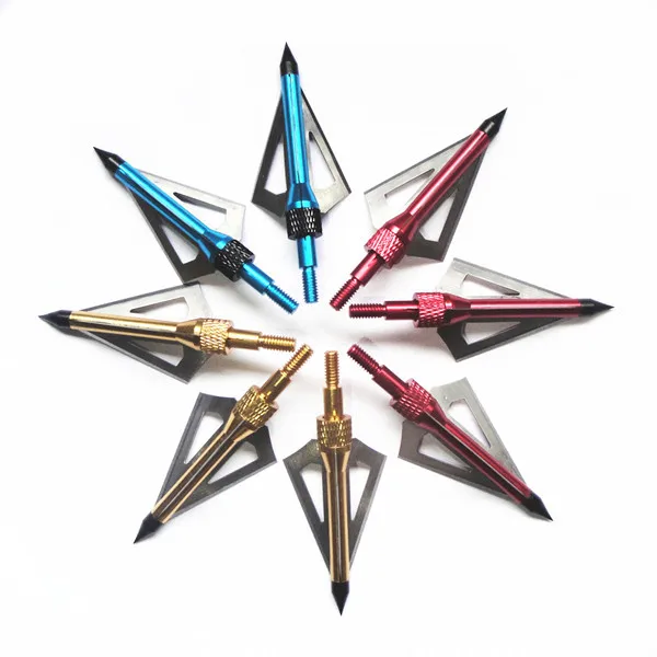

500pcs/lot Stock Arrow head Wholesale hunting arrow head broadhead archery 100grain stainless steel 3 blades aluminum tip