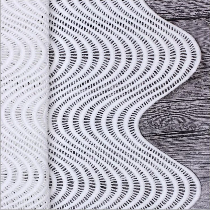 1Yard good quality hollow lace for sewing clothes Off-white Black in stock wave stripe design milk silk embroidered fabric | Дом и сад